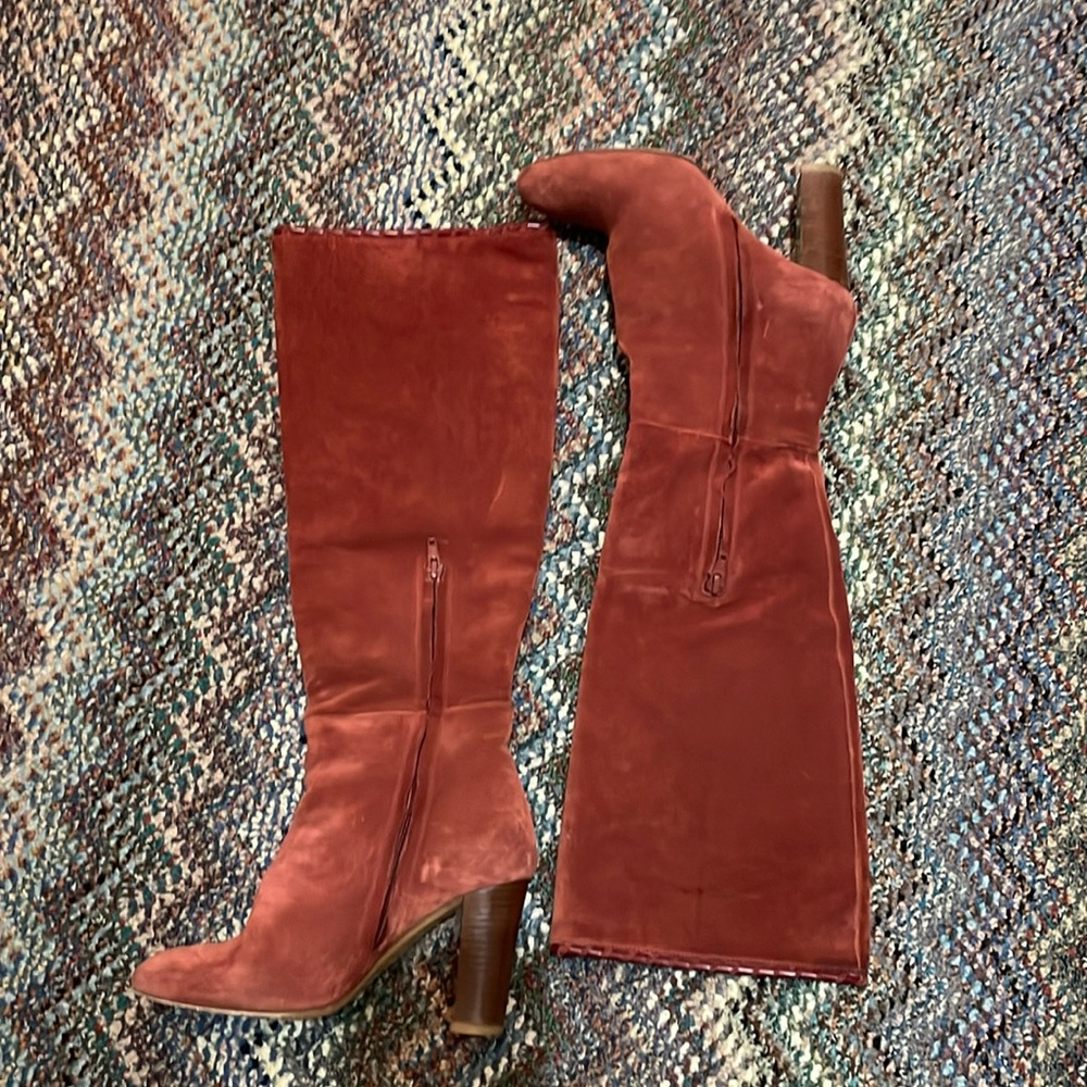 LES SOULIERS SEZANE Gabriella Rust Suede Tall Boot - Picture 2 of 10